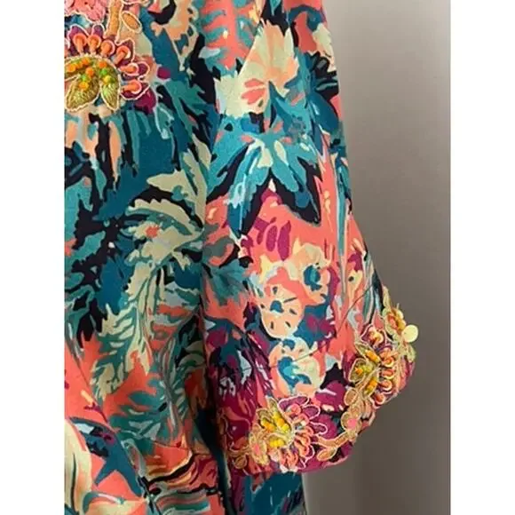 Soft Surroundings Sz L Petite Florence Dress Floral Midi Coastal Vacation Cruise - Picture 8 of 14